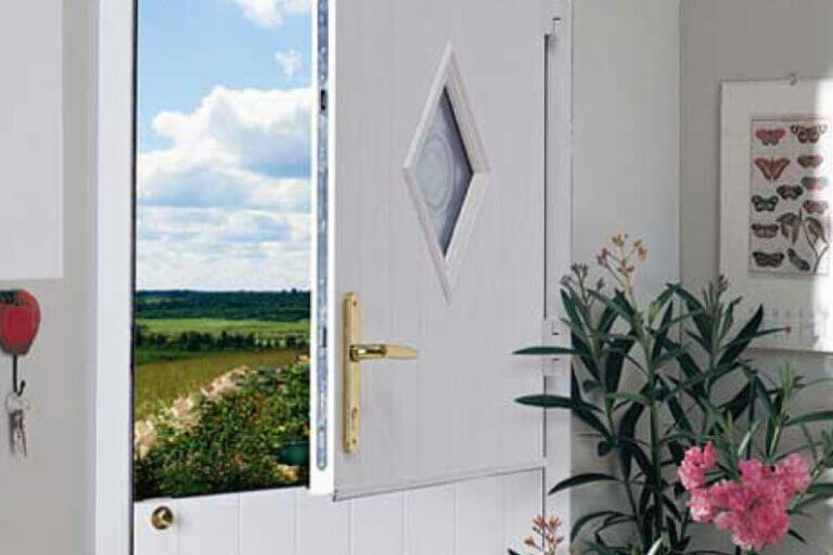 Three Counties - Stable Doors, in white with diamond window